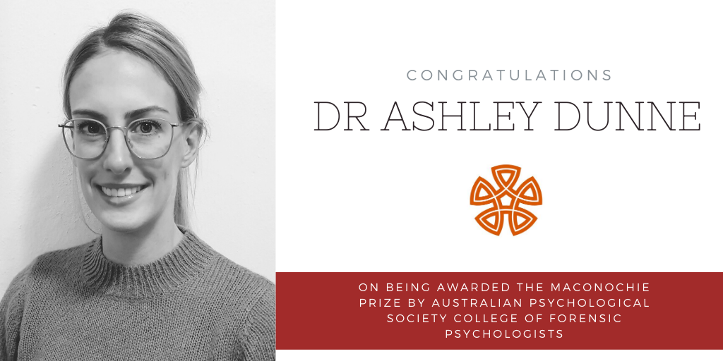 Dr Ashley Dunne, research fellow at the Centre for Forensic Behavioural Science, has been awarded the Maconochie Prize.